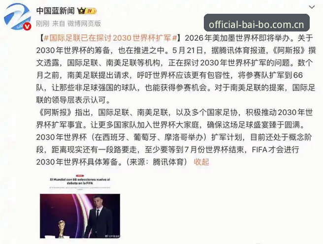 2030年世界杯扩军至66队完整攻略：中国男足重返舞台的最佳时机